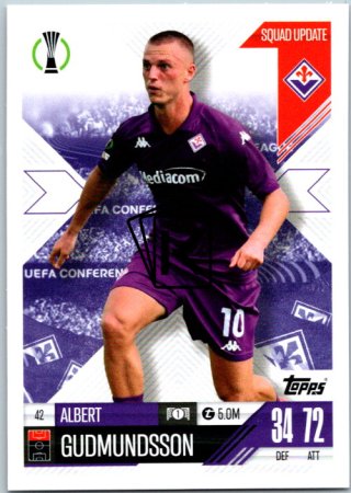 Fotbalová kartička 2024-25 Topps Match Attax EXTRA UEFA Club Competitions Squad Update 42.  Albert Gudmundsson (ACF Fiorentina)