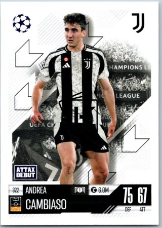 fotbalová kartička 2024-25 Topps Match Attax UEFA Club Competitions 322 Andrea Cambiaso (Juventus)  -  Attax Debut