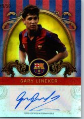 podepsaná karta 2023-24 Topps FC Barcelona team set Vintage Barca VB-GL Gary Lineker Auto 49/50