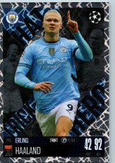 Fotbalová kartička 2024-25 Topps Match Attax EXTRA UEFA Club Competitions Hat Trick Hero 325.  Erling Haaland (Manchester City)