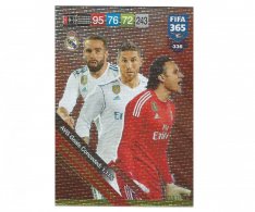 Fotbalová kartička Panini FIFA 365 – 2019 Defensive Wall 336  Real Madrid CF Carvajal Ramos Navas