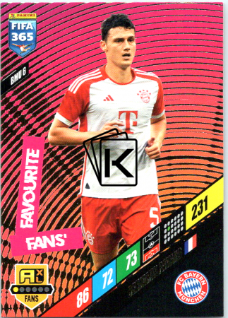 fotbalová karta Panini FIFA 365 2024 Adrenalyn XL BMU6 Benjamin Pavard	FC Bayern München Fans' Favourite