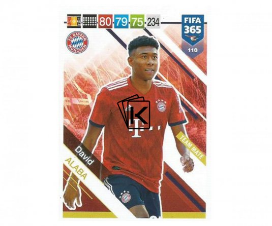 Fotbalová kartička Panini FIFA 365 – 2019 Team Mate 110 David Alaba FC Bayern Munchen