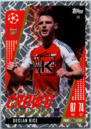Fotbalová kartička 2024-25 Topps Match Attax EXTRA UEFA Club Competitions Crowd Connection 218 Declan Rice (Arsenal)