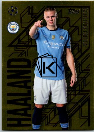 fotbalová kartička 2024-25 Topps Match Attax UEFA Club Competitions Topps Gold Edge Edition GE2 Erling Haaland (Manchester City)