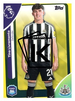 fotbalová kartička 2025-26 Topps  Premier League 222 Tino Livramento (Newcastle United)-PARALLEL Yellow