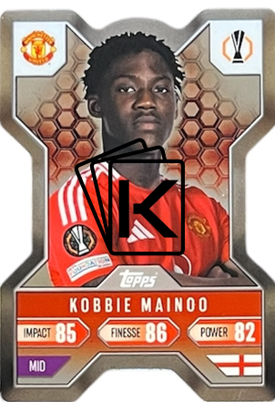 Fotbalová kartička 2024-25 Topps Match Attax EXTRA UEFA Chrome X 2 Kobbie Mainoo (Manchester United)
