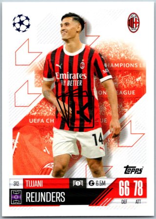 fotbalová kartička 2024-25 Topps Match Attax UEFA Club Competitions 312 Tijjani Reijnders (AC Milan)