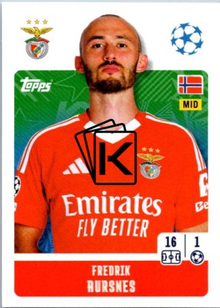 2024-25 Topps Champions League 349 Fredrik Aursnes (SL Benfica)