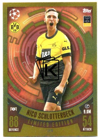 Fotbalová kartička 2023-24 Topps Match Attax UEFA Club Competitions Limited Edition LE16 Nico Schlotterbeck Borussia Dortmund