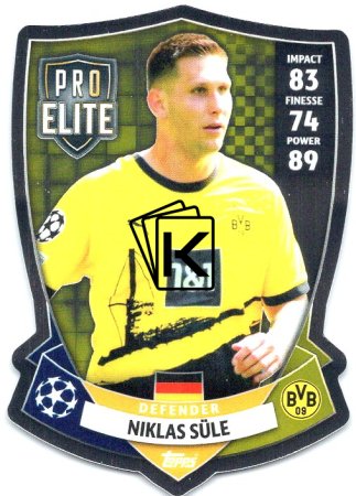 Fotbalová kartička 2023-24 Topps Match Attax UEFA Club Competitions Pro Elite Chrome Shield SH 13 Niklas Süle - Borussia Dortmund