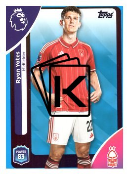 fotbalová kartička 2025-26 Topps  Premier League 242 Ryan Yates (Nottingham Forest)-PARALLEL Blue