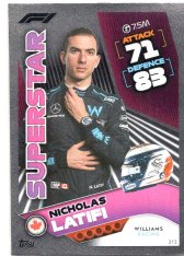 2022 Topps Formule 1Turbo Attax F1 Superstars 313 Nicholas Latifi (Williams)