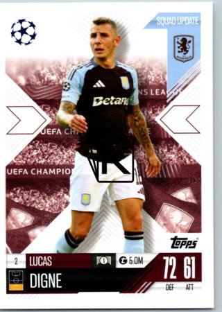 Fotbalová kartička 2024-25 Topps Match Attax EXTRA UEFA Club Competitions Squad Update 2.  Lucas Digne (Aston Villa)