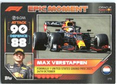 2022 Topps Formule 1Turbo Attax F1 Epic Moments 2021 275  Max Verstappen (Red Bull Racing)