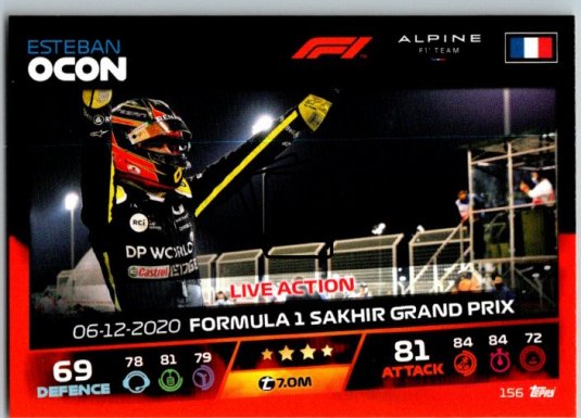 2021 Topps Formule 1 Turbo Attax Live Action 156 Esteban Ocon Alpine F1