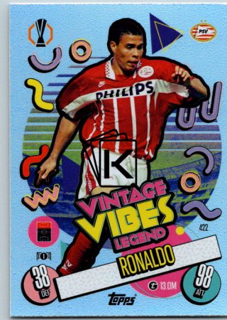 fotbalová kartička 2024-25 Topps Match Attax UEFA Club Competitions Vintage Vibes Legend 422  Ronaldo (PSV Eindhoven)