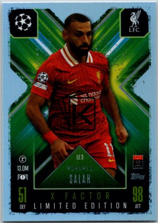 Fotbalová kartička 2024-25 Topps Match Attax EXTRA UEFA Club Competitions Limited Edition LE 3.  Mohamed Salah (Liverpool)