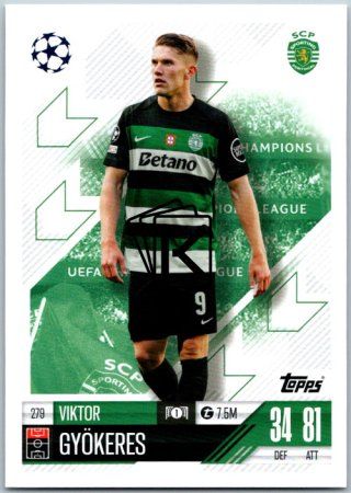 fotbalová kartička 2024-25 Topps Match Attax UEFA Club Competitions 279 Victor Gyökeres (Sporting Clube de Portugal)