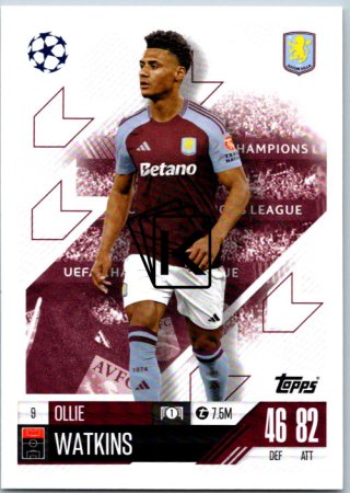 fotbalová kartička 2024-25 Topps Match Attax UEFA Club Competitions 9 Ollie Watkins (Aston Villa)