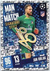 Fotbalová kartička 2023-24 Topps Match Attax UEFA Club Competitions  Man of the Match Signature Style  414	Jan Oblak Atlético de Madrid