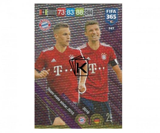 Fotbalová kartička Panini FIFA 365 – 2019 Club&Country 347 FC Bayern Munchen Kimmich Muller