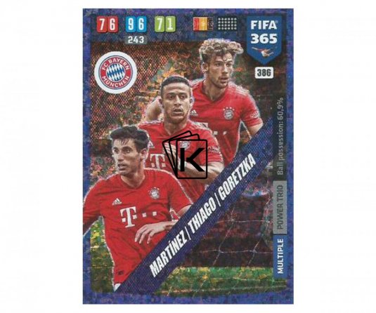 Fotbalová kartička Panini FIFA 365 – 2020 Multiple 386 Bayern Munchen Martinez Thiago Goretzka