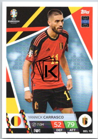 fotbalová karta Topps Match Attax EURO 2024 BEL13 Yannick Carrasco (Belgium)