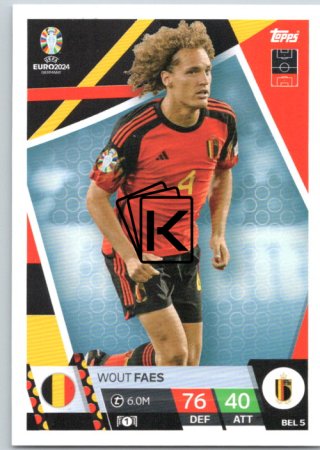 fotbalová karta Topps Match Attax EURO 2024 BEL5 Wout Faes (Belgium)