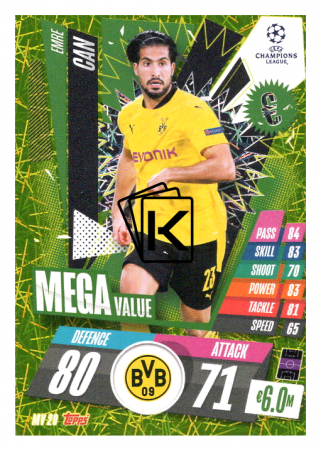 fotbalová kartička 2020-21 Topps Match Attax Champions League Extra Mega Value MV20 Emre Can Borussia Dortmund