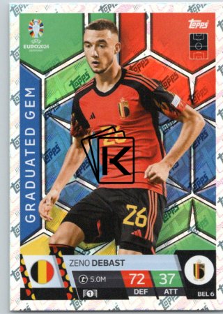 fotbalová karta Topps Match Attax EURO 2024 BEL6 Zeno Debast (Belgium)  -  Graduated Gem
