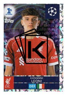 2025-26 Topps Champions League  Parallels Chrome 297 Giovanni Leoni (Liverpool FC)