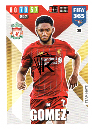 Fotbalová kartička Panini Adrenalyn XL FIFA 365 - 2020 Team Mate 39 Joe Gomez Liverpool FC