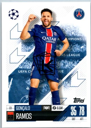 fotbalová kartička 2024-25 Topps Match Attax UEFA Club Competitions  171 Goncalo Ramos (Paris Saint-Germain)