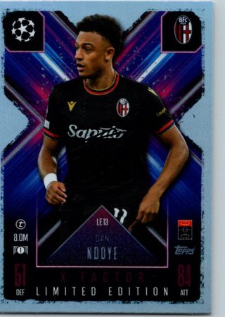 Fotbalová kartička 2024-25 Topps Match Attax EXTRA UEFA Club Competitions Limited Edition LE 13.  Dan Ndoye (Bologna FC 1909)