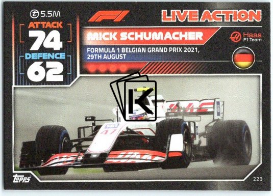 2022 Topps Formule 1Turbo Attax F1 Live Action 2021 223 Mick Schumacher (Haas)