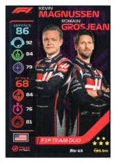 2020 Topps Formule 1 Turbo Attax 63 Team Duo Kevin Magnussen & Romain Grosjean Haas F1