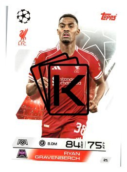 fotbalová kartička 2025-26 Topps Match Attax UCC 21 Ryan Gravenberch (Liverpool)