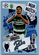 fotbalová kartička 2024-25 Topps Match Attax UEFA Club Competitions Man of the Match Signature Style 409 Pedro Gonçalves (Sporting Clube de Portugal)