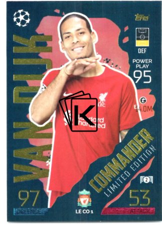 Fotbalová kartička 2022-23 Topps Match Attax UCL Limited Edition COmmander LECO1 Virgil Van Dijk Liverpool FC