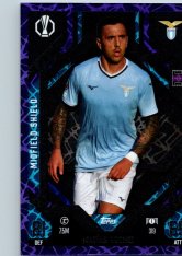 Fotbalová kartička 2024-25 Topps Match Attax EXTRA UEFA Club Competitions Midfield Shield 319.  Matías Vecino (SS Lazio) Purple Parallel