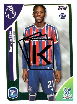fotbalová kartička 2025-26 Topps  Premier League 118 Romain Esse (Crystal Palace)  -  Rookie
