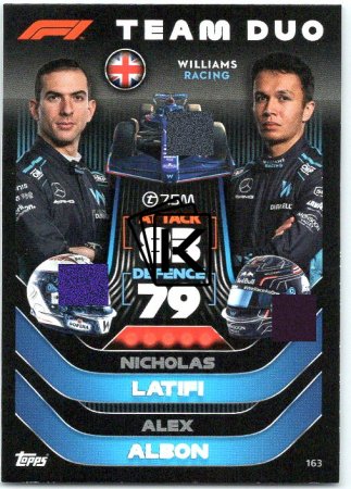 2022 Topps Formule 1Turbo Attax F1 Team Duo 163 	Nicholas Latifi / Alex Albon (Williams)