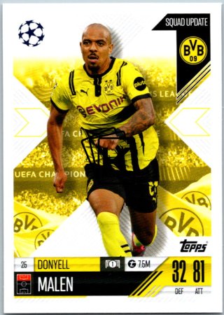 Fotbalová kartička 2024-25 Topps Match Attax EXTRA UEFA Club Competitions Squad Update 25.  Donyell Malen (Borussia Dortmund)
