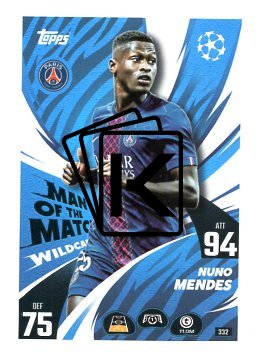 fotbalová kartička 2025-26 Topps Match Attax UCC 332 Nuno Mendes (Paris Saint-Germain)