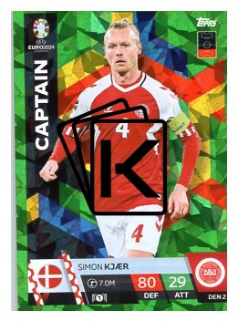 fotbalová karta Topps Match Attax EURO 2024 Green parallel DEN2 Simon Kjaer (Denmark)
