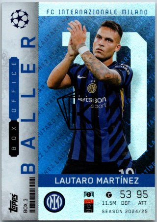 Fotbalová kartička 2024-25 Topps Match Attax EXTRA UEFA Club Competitions Limited Edition Baller 3 Lautaro Martinez Inter Milan