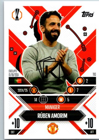 Fotbalová kartička 2024-25 Topps Match Attax EXTRA UEFA Club Competitions Manager Career 110.  Rúben Amorim (Manchester United)