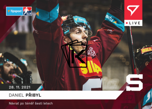 Hokejová kartička SportZoo 2021-22 Live L-051 Daniel Přibyl HC Sparta Praha
