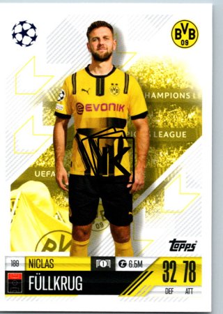 fotbalová kartička 2024-25 Topps Match Attax UEFA Club Competitions 189 Niclas Fullkrug (Borussia Dortmund)